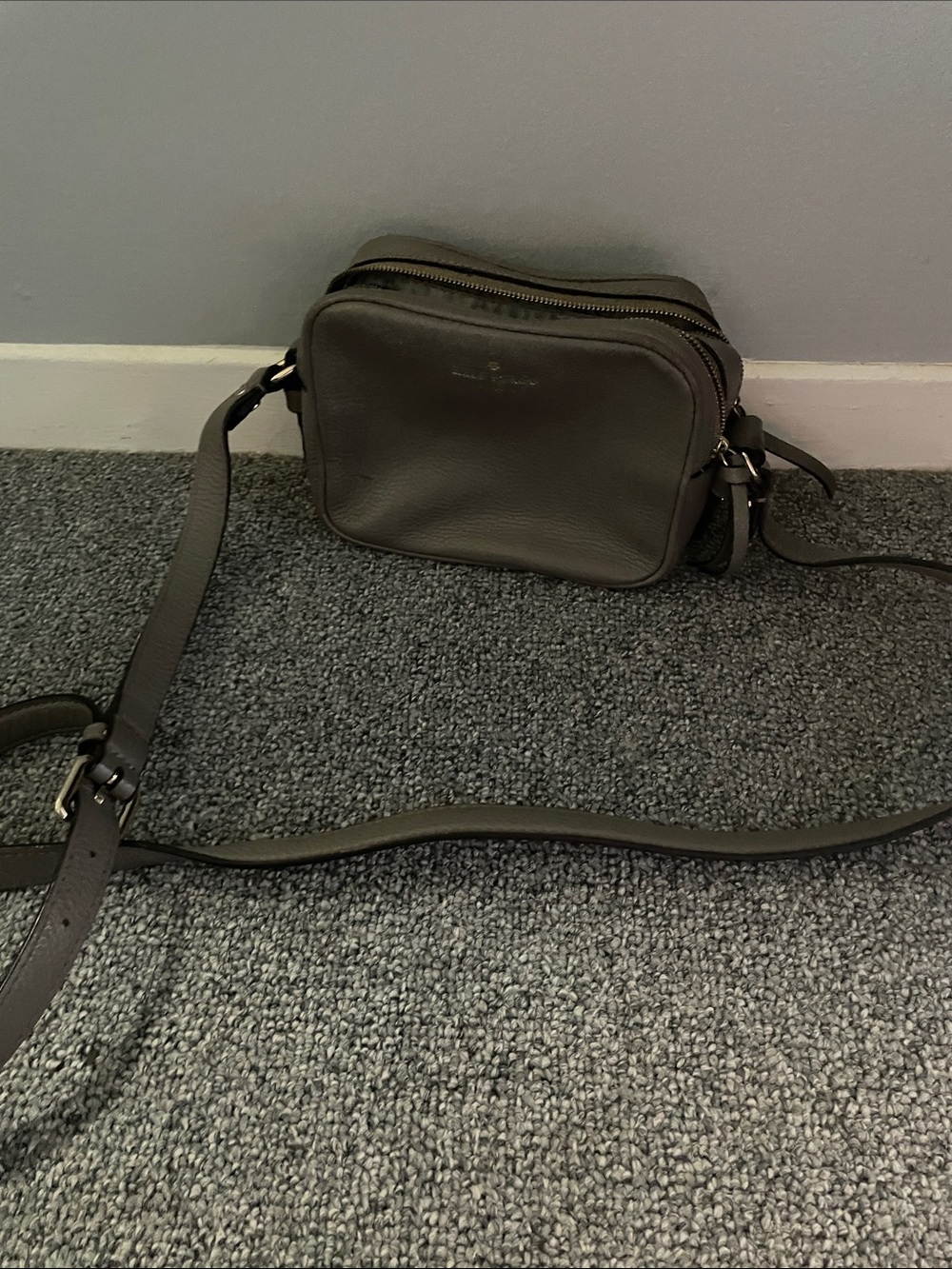 kate spade Gray Pebble Leather Crossbody Messenger Bag